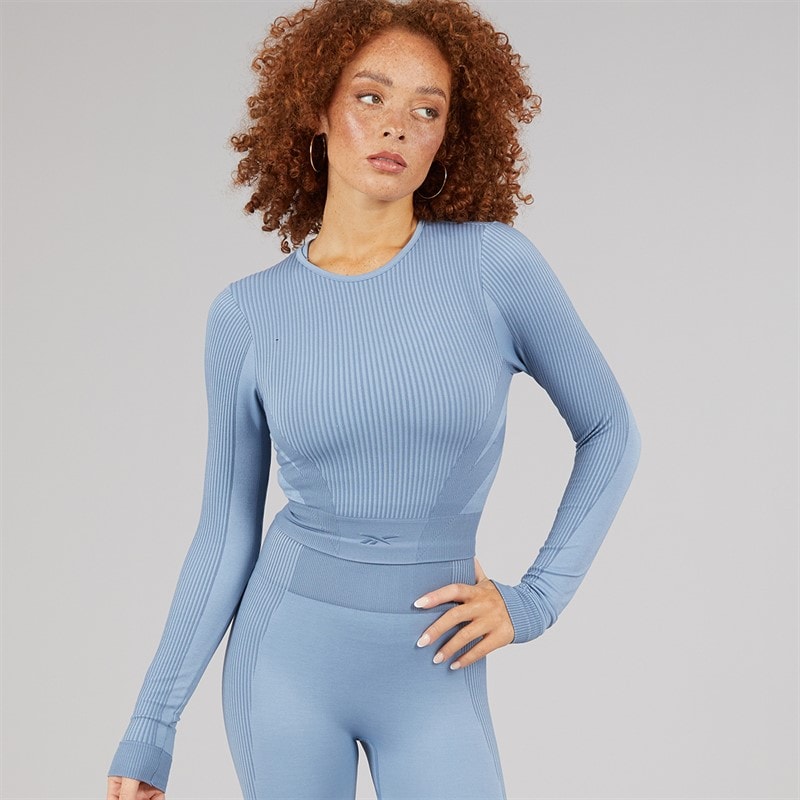 Reebok Womens RBK Lab Seamless Long Sleeve Top Upgrade Blue
