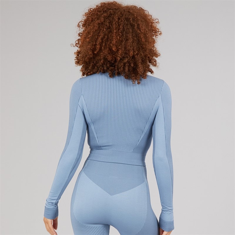 Reebok Womens RBK Lab Seamless Long Sleeve Top Upgrade Blue - Image 2