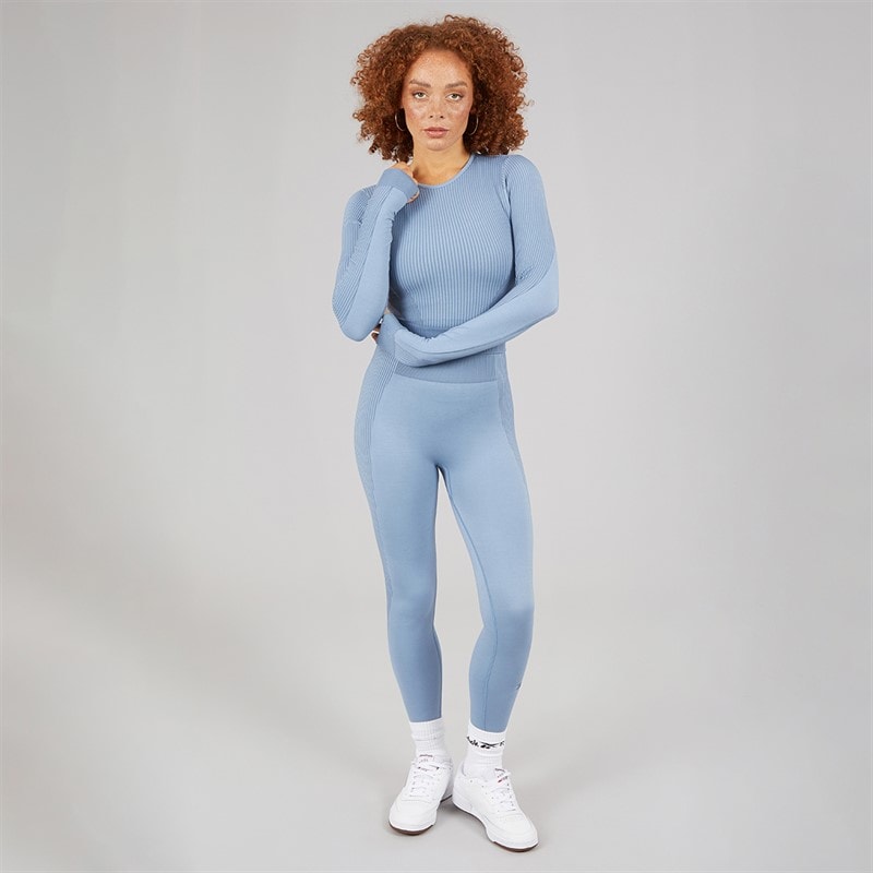 Reebok Womens RBK Lab Seamless Long Sleeve Top Upgrade Blue - Image 3