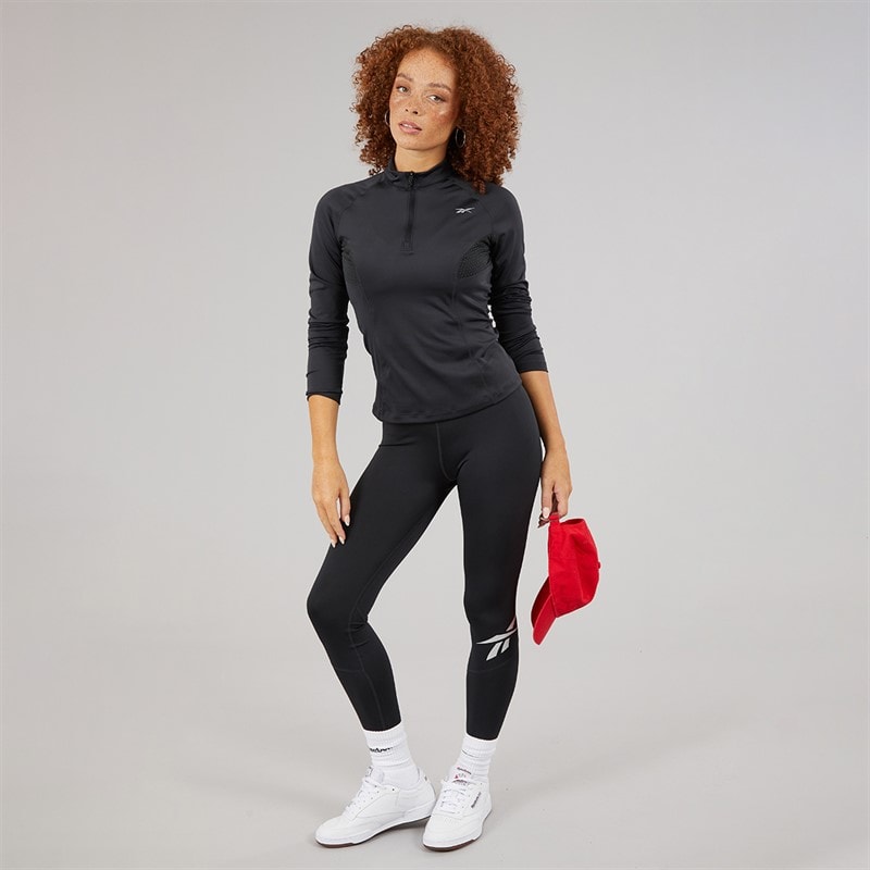 Reebok Womens Running 1/4 Zip Top Night Black - Image 3