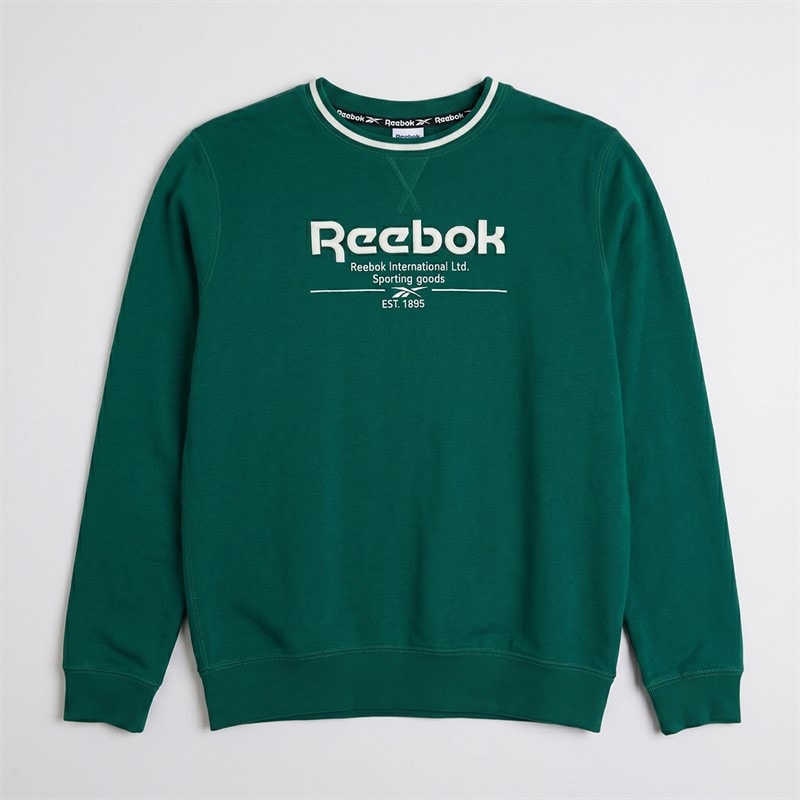 Reebok Junior Boys Revival Crew Sweatshirt Dark Green