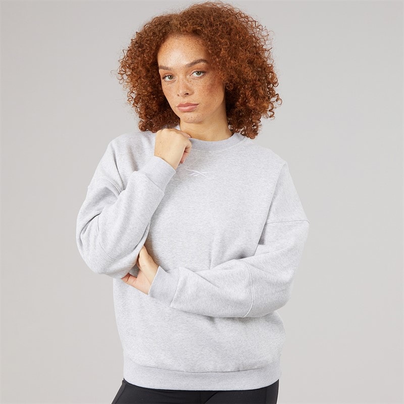 Reebok Womens Lux Oversized Crew Sweat Light Grey Heather - Image 3
