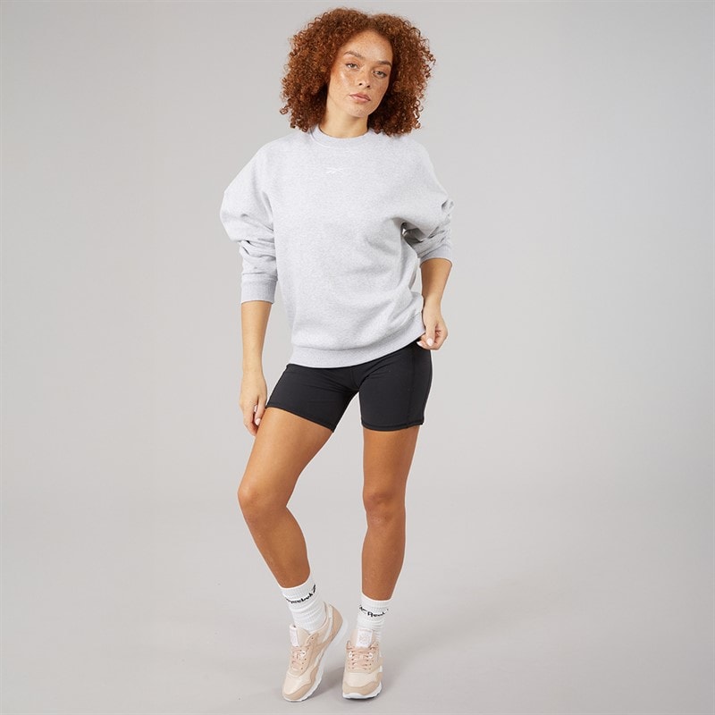 Reebok Womens Lux Oversized Crew Sweat Light Grey Heather - Image 4