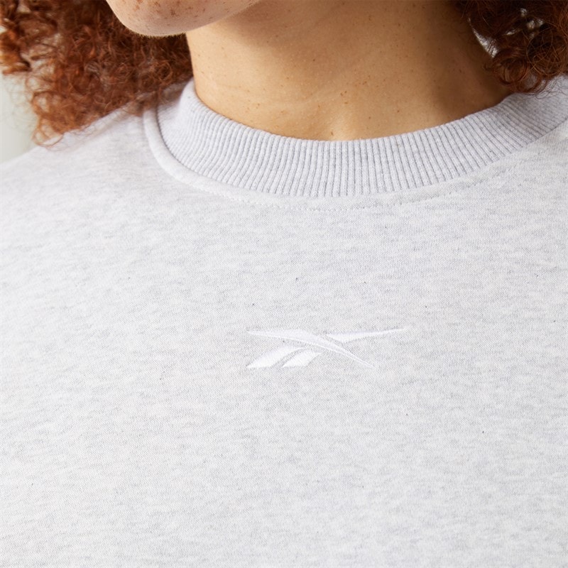 Reebok Womens Lux Oversized Crew Sweat Light Grey Heather - Image 5