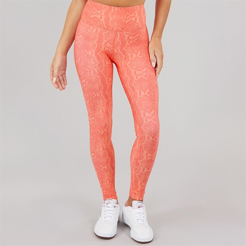 Reebok Womens ID Train AOP High Waist Tight Leggings Sunset Coral - Image 2