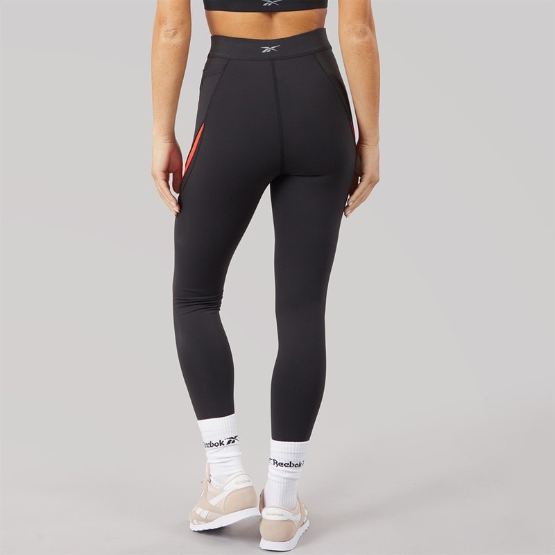 Reebok Womens Lux Colorblock High Waist 7/8 Tight Leggings Black/Energy Red - Image 2