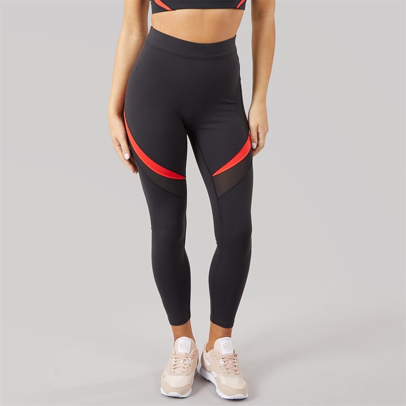 Reebok Womens Lux Colorblock High Waist 7/8 Tight Leggings Black/Energy Red - Image 3