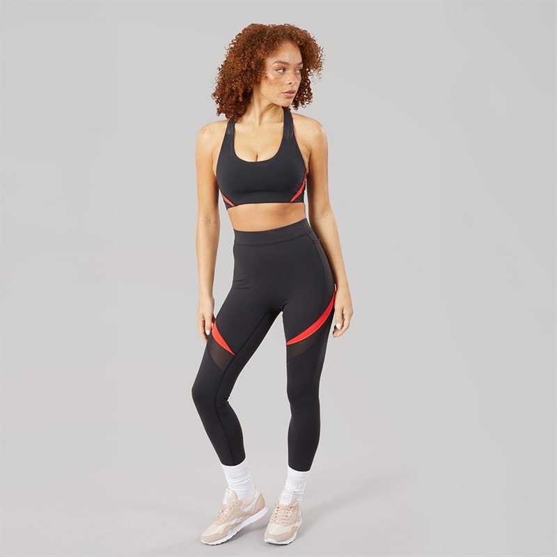 Reebok Womens Lux Colorblock High Waist 7/8 Tight Leggings Black/Energy Red - Image 4
