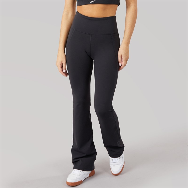 Reebok Womens Lux High Waisted Mini Flare Pants Black - Image 3