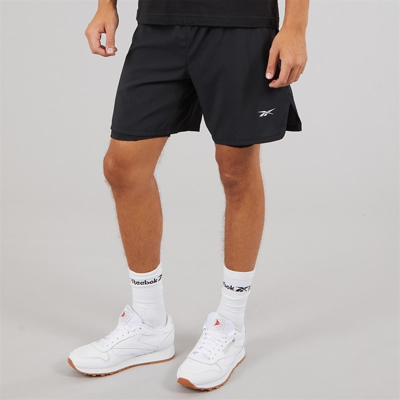 Reebok Mens Running 2-In-1 Shorts Black