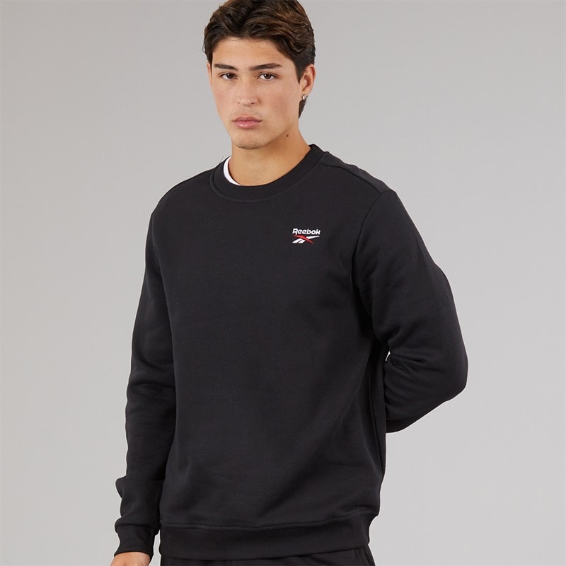 Reebok Mens Reebok Identity Small Logo Sweatshirt Black/White/Vector Red