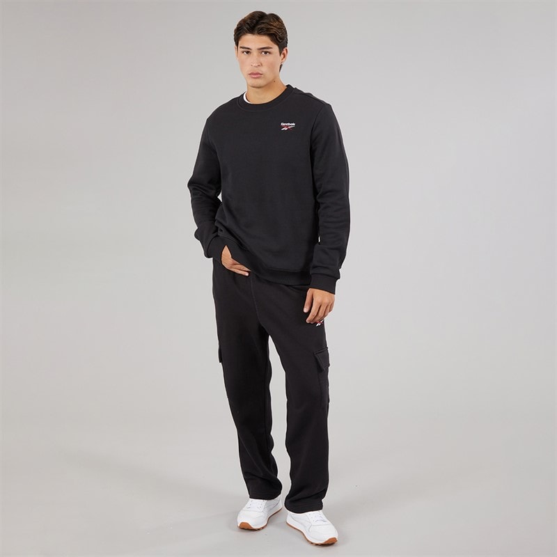 Reebok Mens Reebok Identity Small Logo Sweatshirt Black/White/Vector Red - Image 3