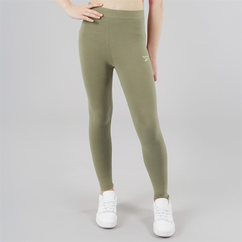 Reebok Junior Girls Core Leggings Khaki - Image 3