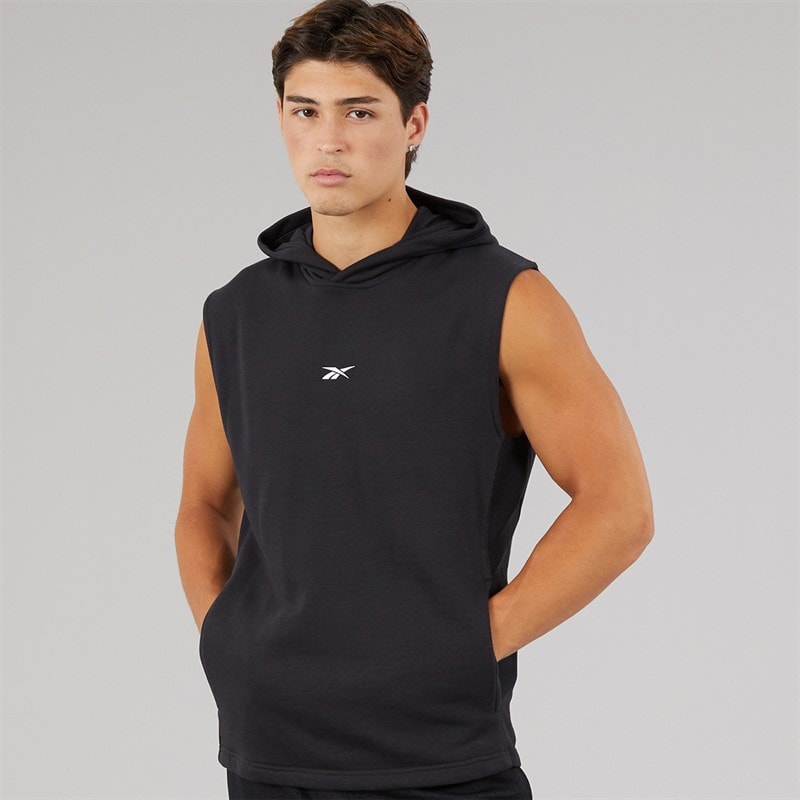 Reebok Mens Basketball Sleeveless Hoodie Black