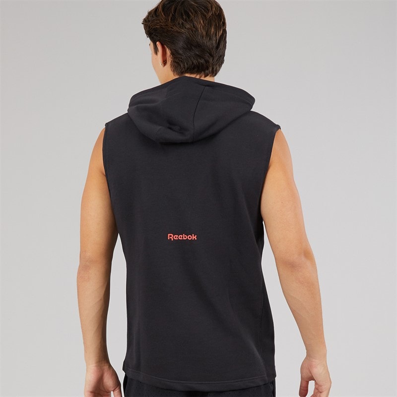 Reebok Mens Basketball Sleeveless Hoodie Black - Image 2
