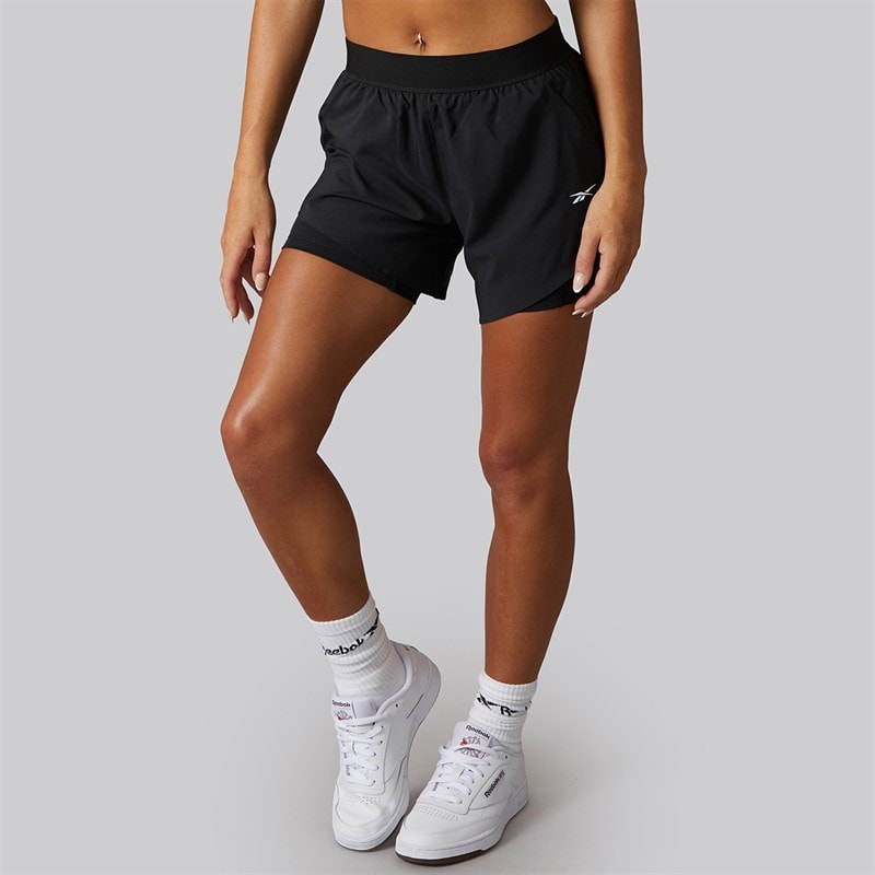 Reebok Womens Running 2-In-1 Shorts Night Black