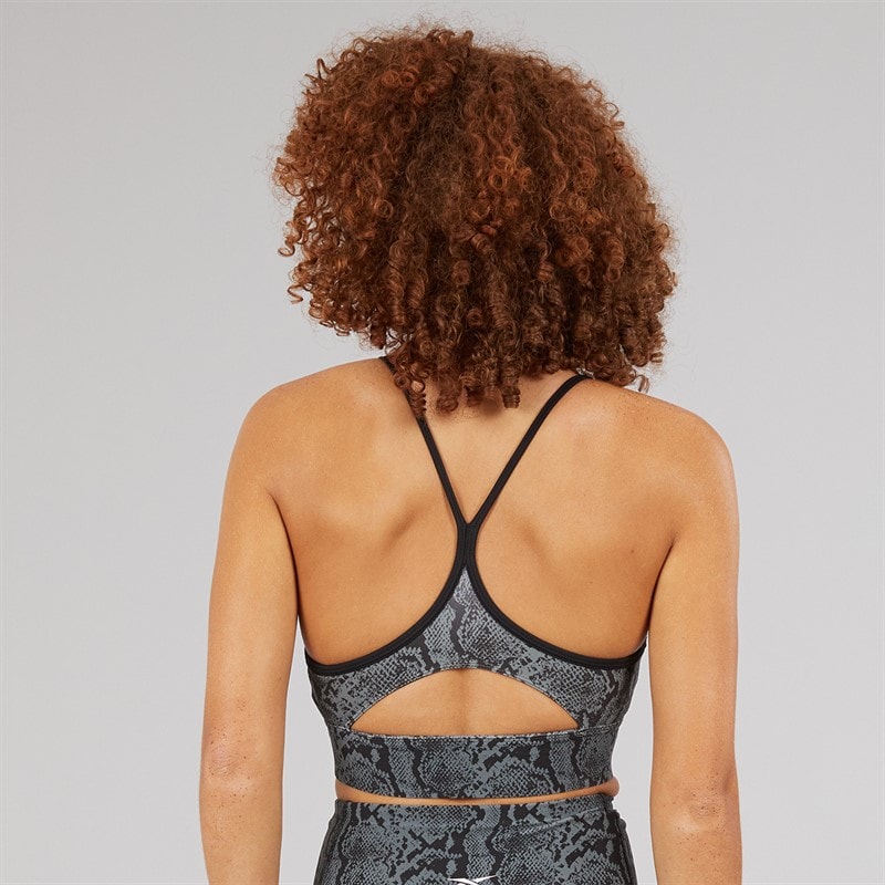 Reebok Womens ID Train AOP Light Support Sports Bra Top Black - Image 2