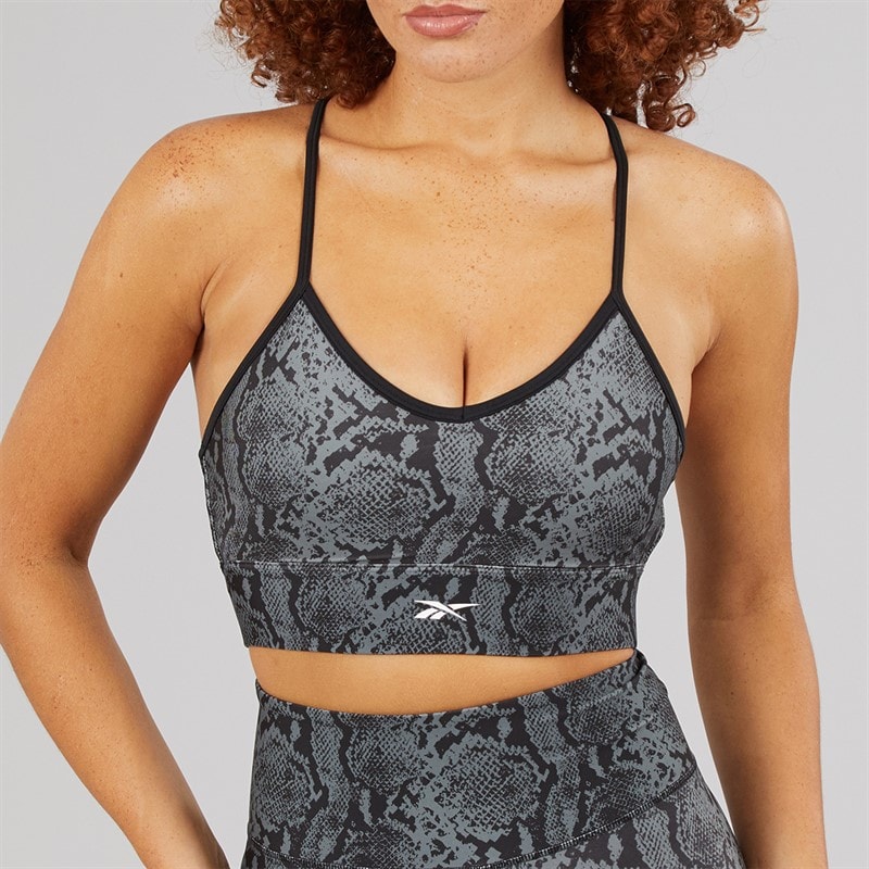 Reebok Womens ID Train AOP Light Support Sports Bra Top Black - Image 3