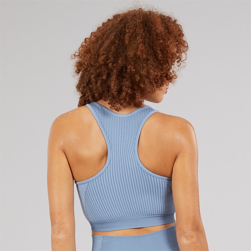 Reebok Womens RBK Lab Seamless Light Support Sports Bra Top Upgrade Blue - Image 2