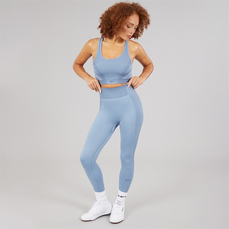 Reebok Womens RBK Lab Seamless Light Support Sports Bra Top Upgrade Blue - Image 3