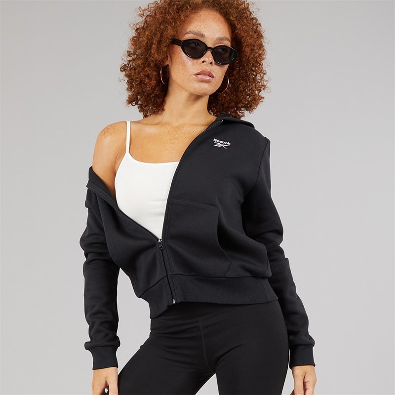 Reebok Womens Reebok Identity Small Logo Fleece Full Zip Hoodie Black - Image 1