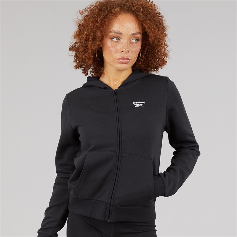 Reebok Womens Reebok Identity Small Logo Fleece Full Zip Hoodie Black - Image 3