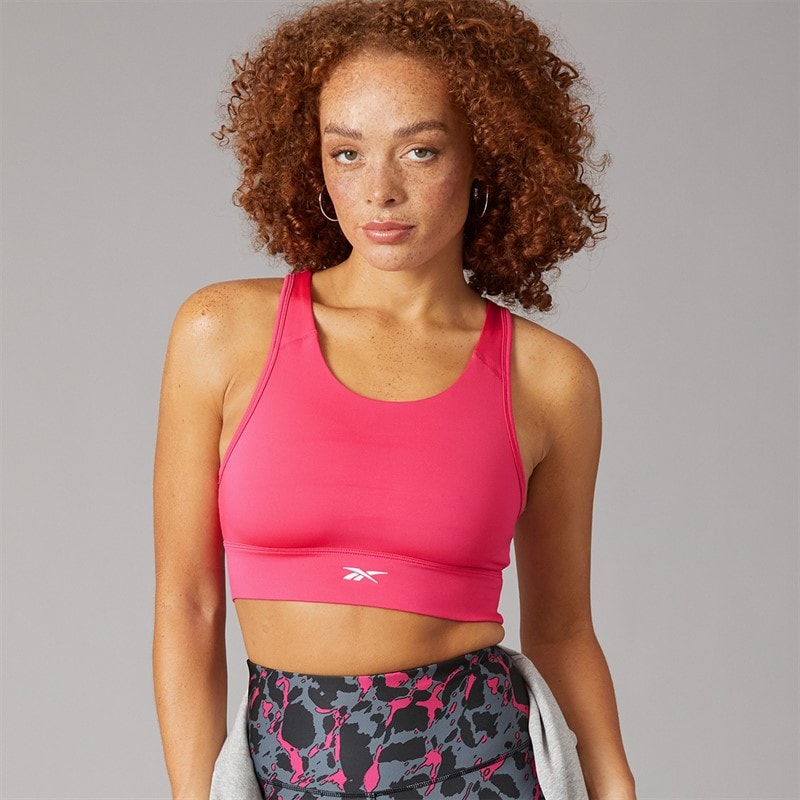 Reebok Womens ID Train High Support Sports Bra Top Bold Pink