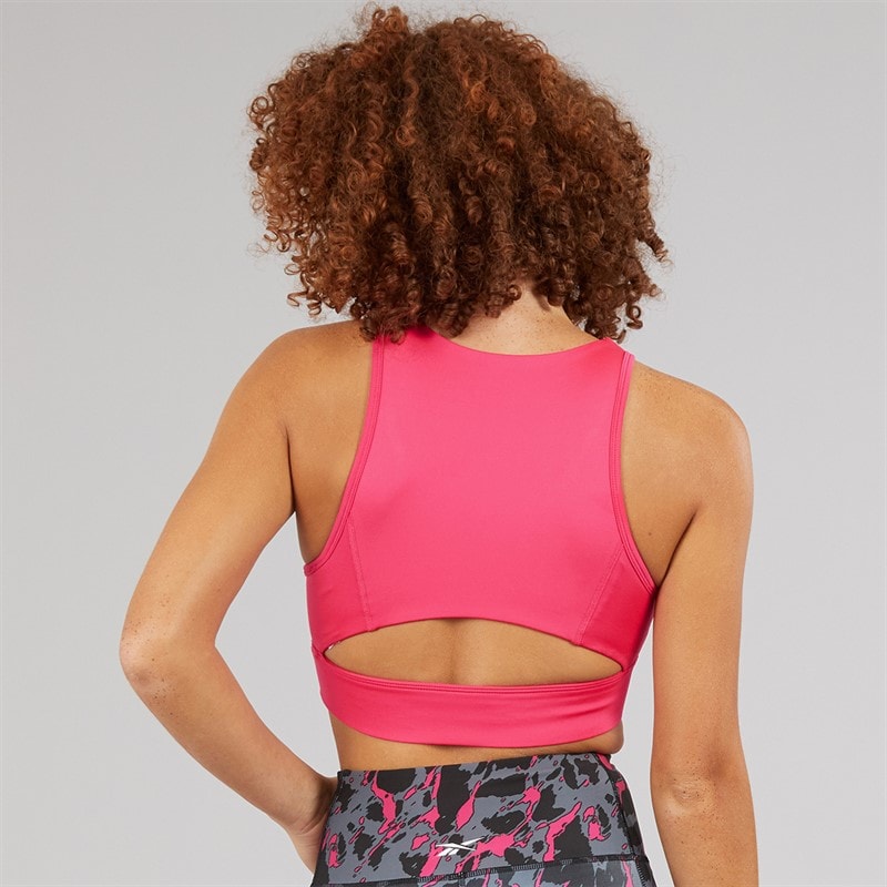 Reebok Womens ID Train High Support Sports Bra Top Bold Pink - Image 2