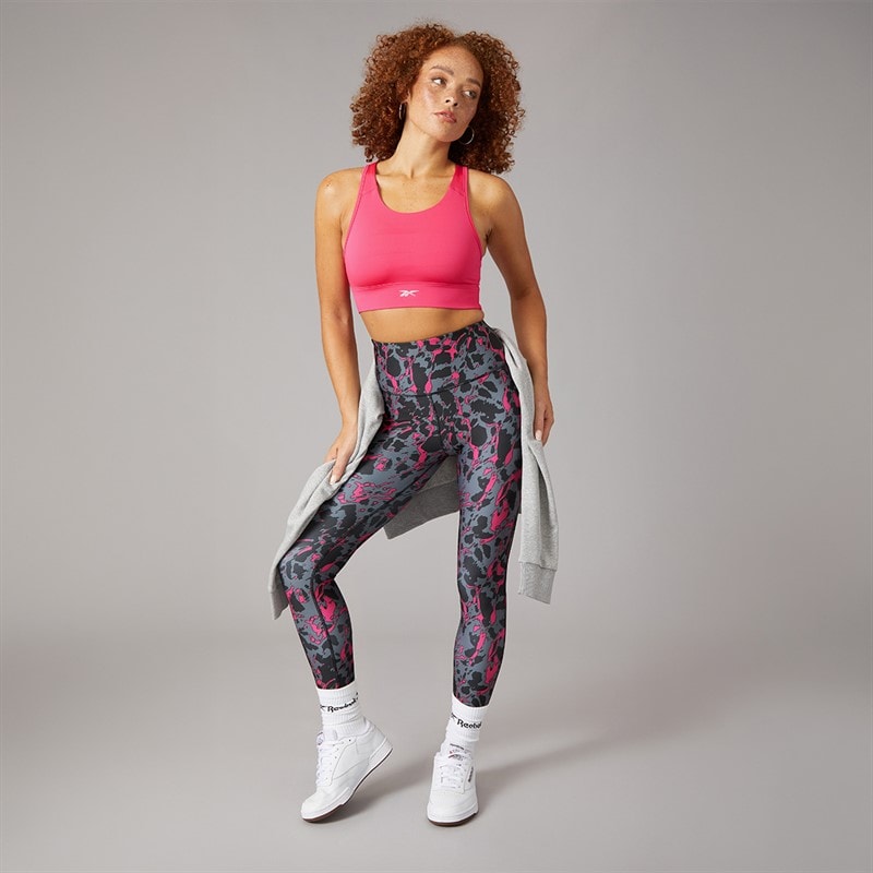 Reebok Womens ID Train High Support Sports Bra Top Bold Pink - Image 3