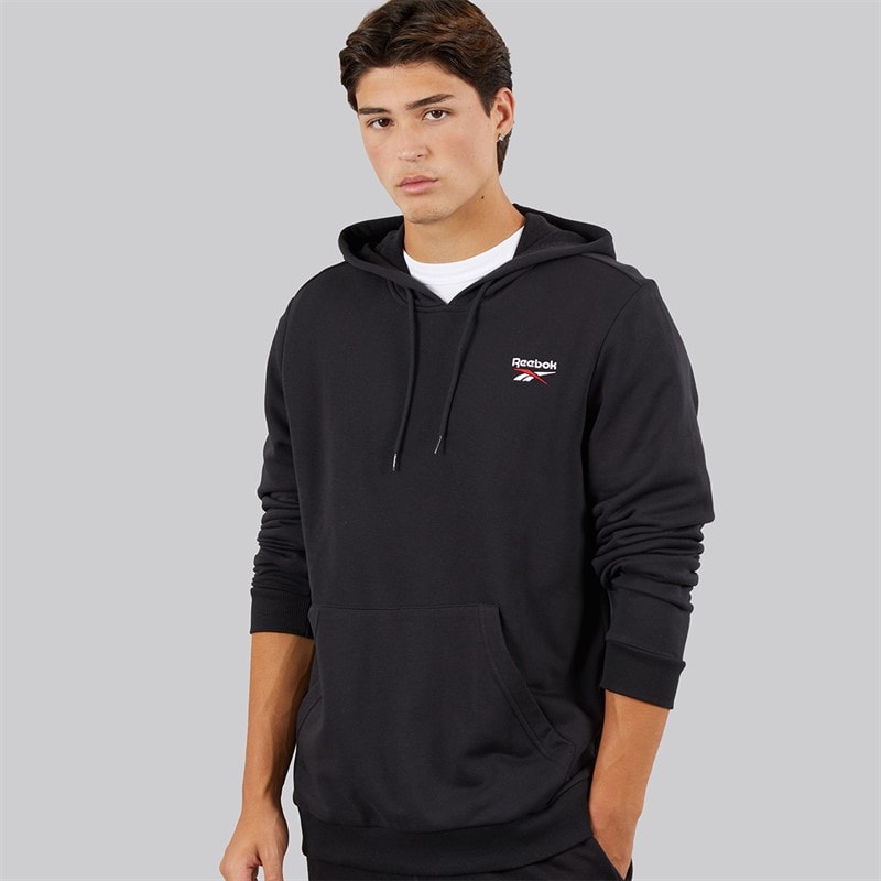 Reebok Mens Reebok Identity Small Logo Hoodie Black/White/Vector Red - Image 3