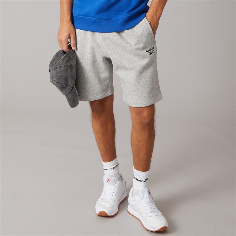 Reebok Mens Reebok Identity Small Logo Fleece Shorts Mediume Grey Heather/Medium Grey Heather - Image 1