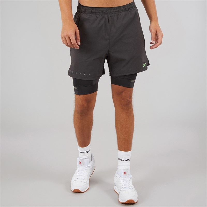 Reebok Mens RBK Lab 2-In-1 Training Shorts Washed Black - Image 2