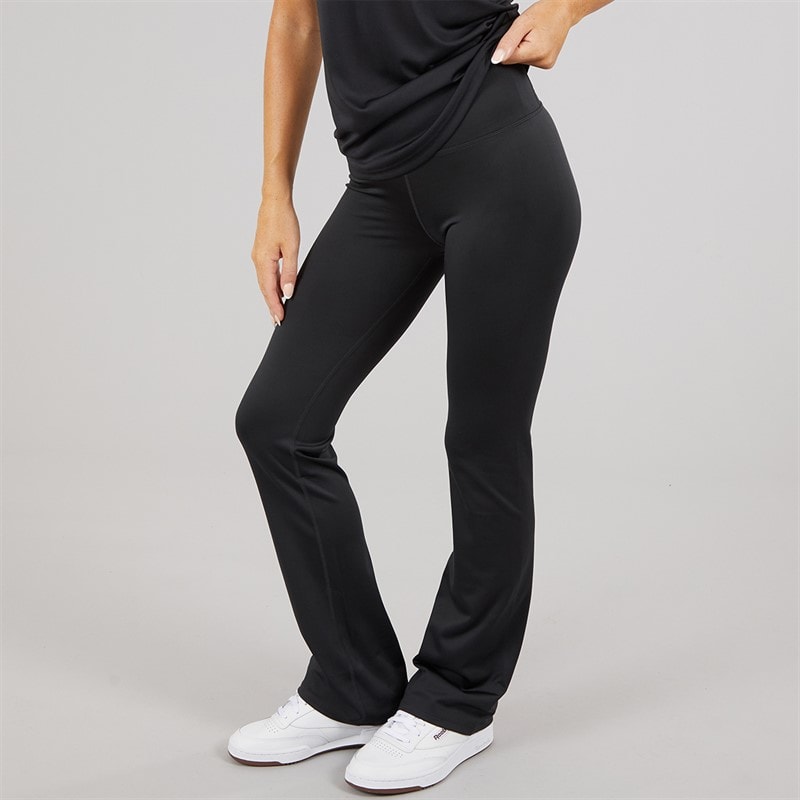 Reebok Womens ID Train High Waist Bootcut Tight Leggings Night Black