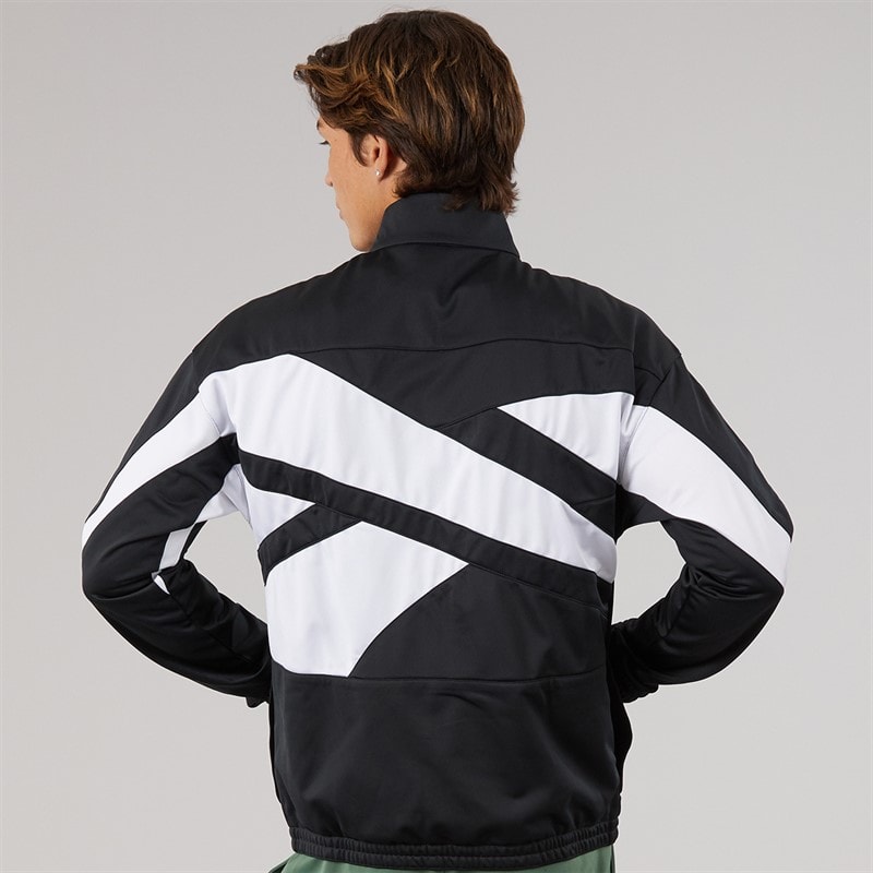 Reebok Mens Identity Vector Logo Knit Track Jacket Night Black/White - Image 2