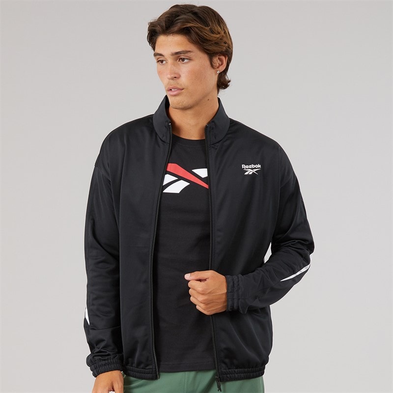 Reebok Mens Identity Vector Logo Knit Track Jacket Night Black/White - Image 3
