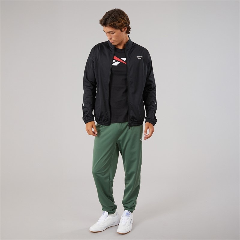 Reebok Mens Identity Vector Logo Knit Track Jacket Night Black/White - Image 4