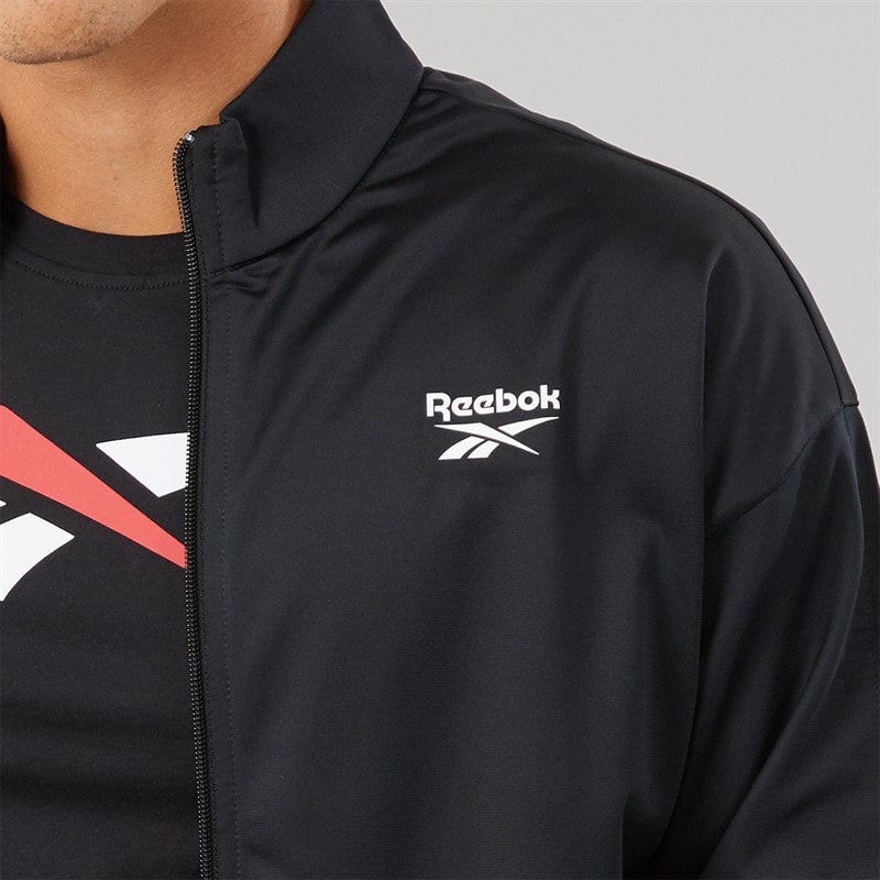 Reebok Mens Identity Vector Logo Knit Track Jacket Night Black/White - Image 5