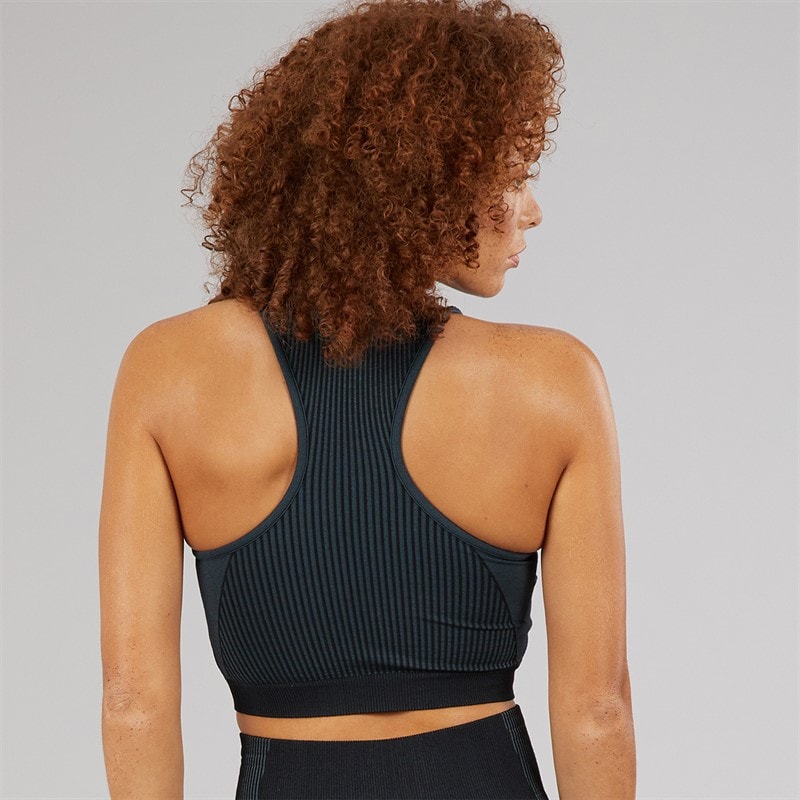 Reebok Womens RBK Lab Seamless Light Support Sports Bra Top Black - Image 2