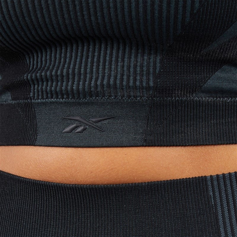 Reebok Womens RBK Lab Seamless Light Support Sports Bra Top Black - Image 3