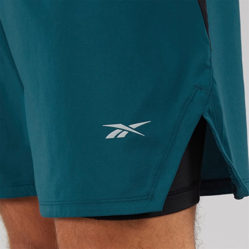 Reebok Mens Running 2-In-1 Shorts Escape Blue - Image 5