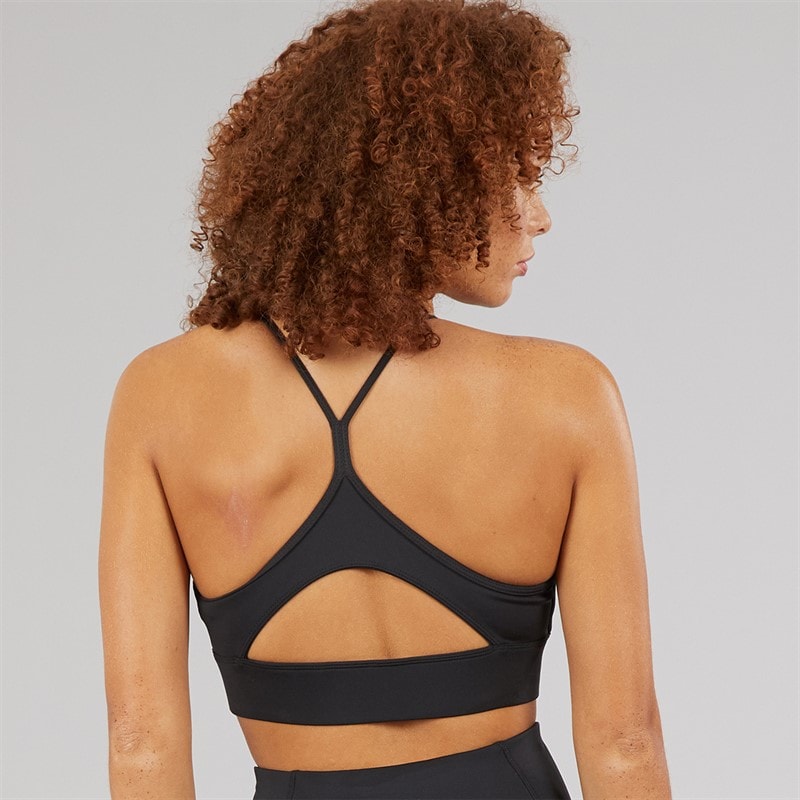 Reebok Womens ID Train Tri Back Light Support Sports Bra Top Night Black - Image 2