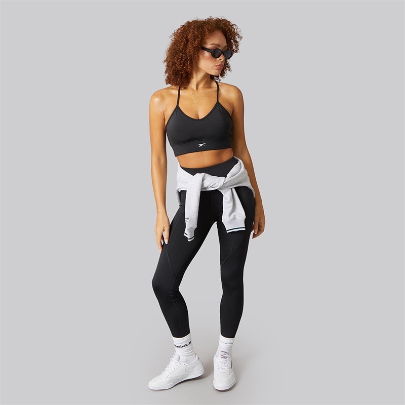 Reebok Womens ID Train Tri Back Light Support Sports Bra Top Night Black - Image 3