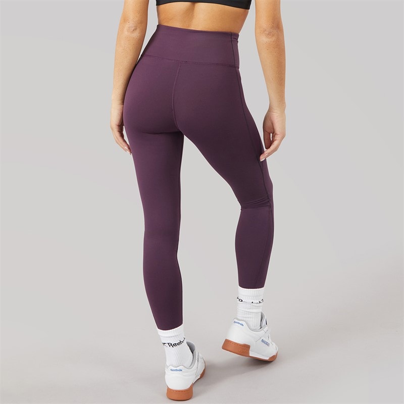 Reebok Womens Lux High Waisted RBK Fire+ Tight Leggings Midnight Plum - Image 2