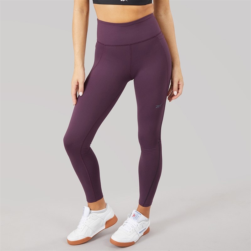 Reebok Womens Lux High Waisted RBK Fire+ Tight Leggings Midnight Plum - Image 3
