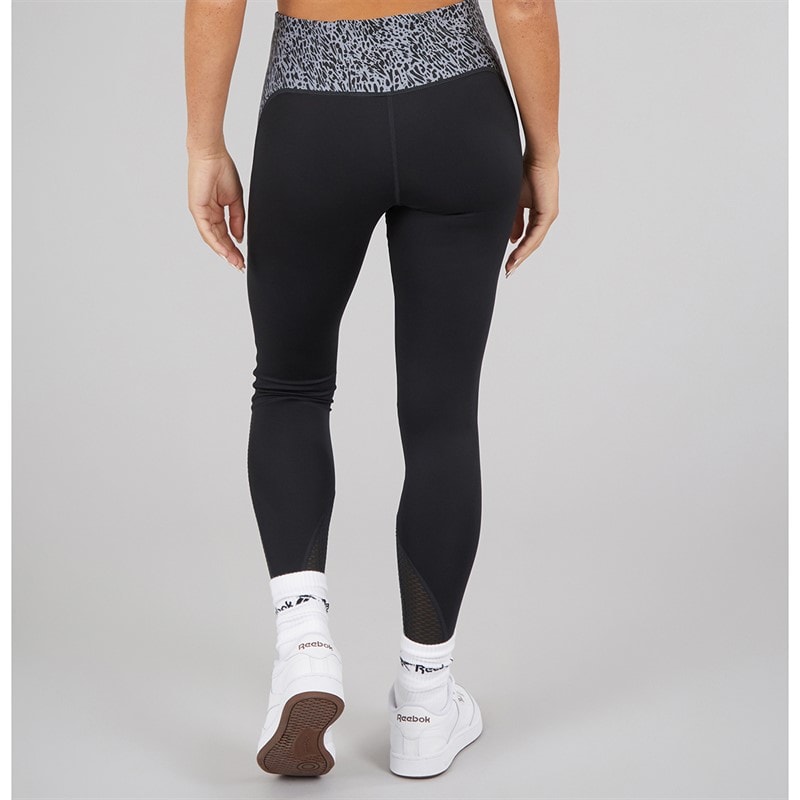 Reebok Womens Running AOP High Waisted Tight Leggings Night Black - Image 2