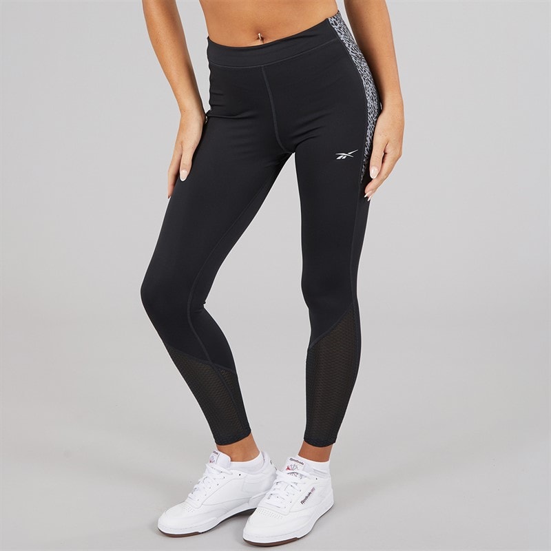 Reebok Womens Running AOP High Waisted Tight Leggings Night Black - Image 3