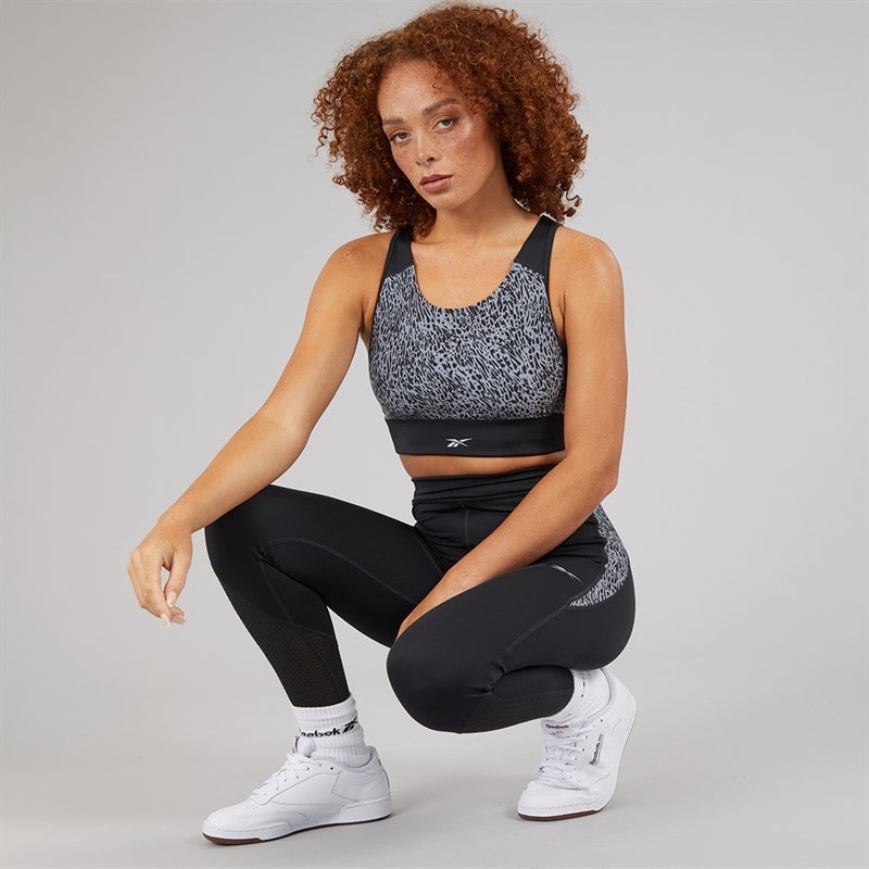 Reebok Womens Running AOP High Waisted Tight Leggings Night Black - Image 4