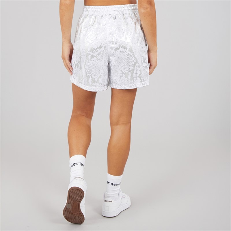 Reebok Womens All Over Print Mesh Shorts White - Image 2