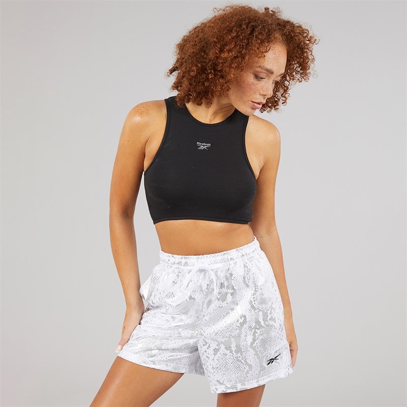 Reebok Womens All Over Print Mesh Shorts White - Image 3