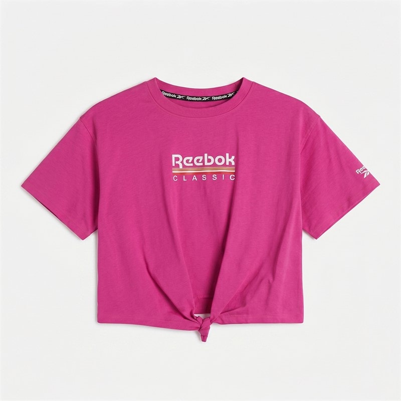 Reebok Junior Girls Tie-Front T-Shirt Pink